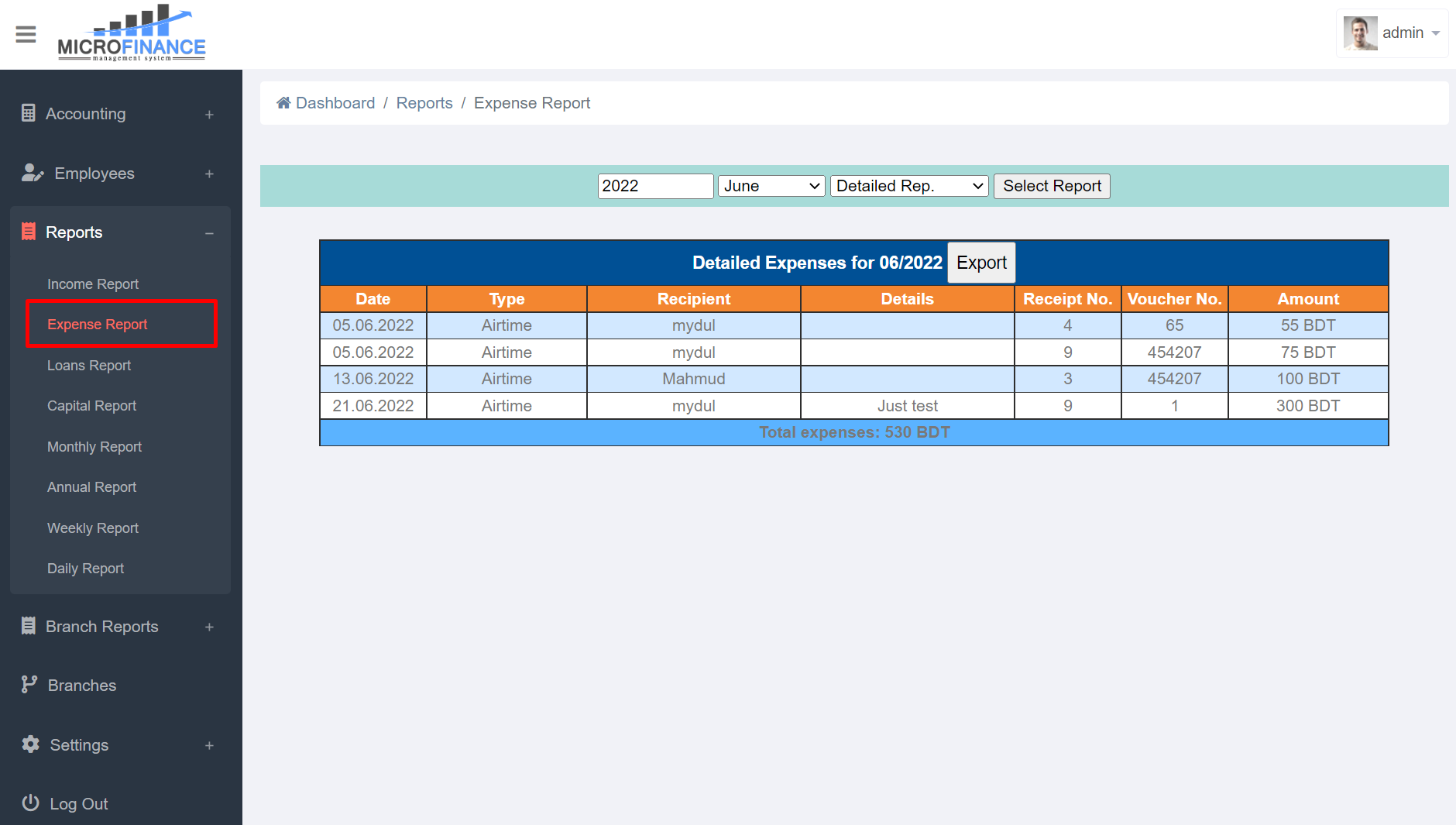 Expense Report